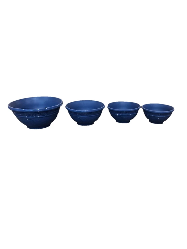 LE CREUSET Tazas Medidoras Silicona AZUL Juego de Cuatro Tazones de Pellizco 1/4 Taza-1 Taza Foto 1 de 4