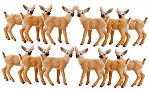 12Pcs Deer Figurines Cake Toppers, Deer Toys Figure, Small Woodland Set of 12 - Picture 1 of 5