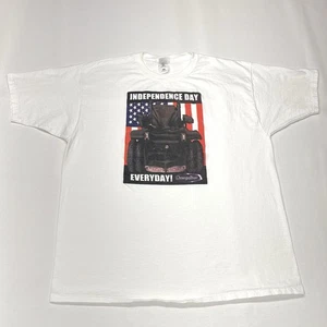 Vintage Omega Trac T-Shirt Herren 2XL weiß Unabhängigkeitstag USA Flagge LKW Stuhl - Bild 1 von 14