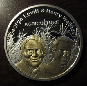 2002 George Levitt & Henry Wallace Dupont 1 Troy Oz. .999 Silver Round - Picture 1 of 2