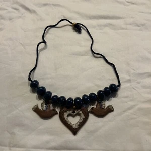 Collar con cordón de cuentas de pájaro corazón - Imagen 1 de 5