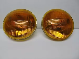 5-3/4" INCH Dark AMBER GLASS SEALED HIGH BEAM HEADLIGHT HEAD FOG LIGHT BULBS 12v - Picture 1 of 7