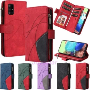 For Samsung A32 A12 A13 A52s A51 A71 Zipper Wallet Flip Leather Phone Case Cover - Picture 1 of 48