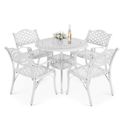 Juego de comedor de patio de aluminio fundido para exteriores de 5 piezas para muebles de patio mesa y sillas Foto 1 de 2