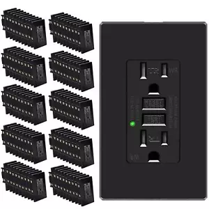 GFCI Outlet 15Amp Ground Fault Circuit Interrupter Tamper Resistant Black 100Pcs - Picture 1 of 12