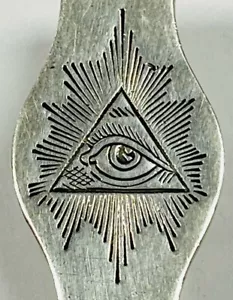 VINTAGE Victorian Sterling Silver Masonic Watch Fob Holder All Seeing Eye Rare - Picture 1 of 4