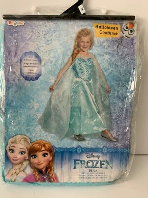 Disney Elsa Costume Girl’s 7/8 Blue Princess Disguise Pretend Dress Up Cosplay - Image 1 of 2