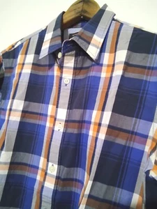 Banana Republic Button Front Shirt Long Sleeve Plaid Men's Blue & Orange Small - Picture 1 of 5