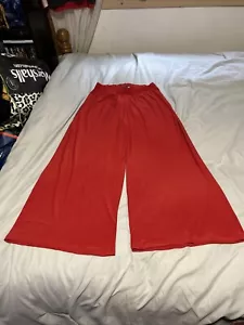 ZARA Women Elastic Waist Hi-Rise Jersey Crop Wide-Leg Palazzo Pants SZ M Red - Picture 1 of 6