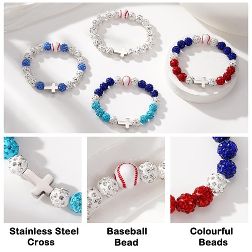 VALENTINO 1pz Nuovo Bracciale Elastico Croce Perline Diamanti Acqua Multicolore 10MM Argilla Argilla