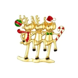 Goldene Weihnachten Rentier Anstecknadeln und Broschen für Damen, B01T  - Bild 1 von 8