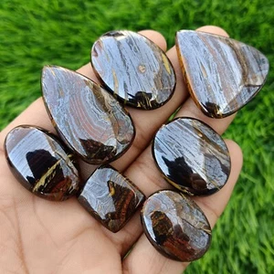7 Pcs Natural Iron tiger's eye Cabochon Loose Gemstone 18-38 mm Wholesale Lot - Picture 1 of 1