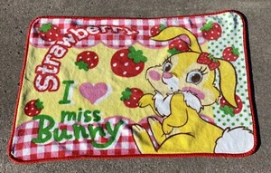 Fleece Baby Blanket Strawberry “I Love Miss Bunny” Red Yellow 38x29” - Picture 1 of 5