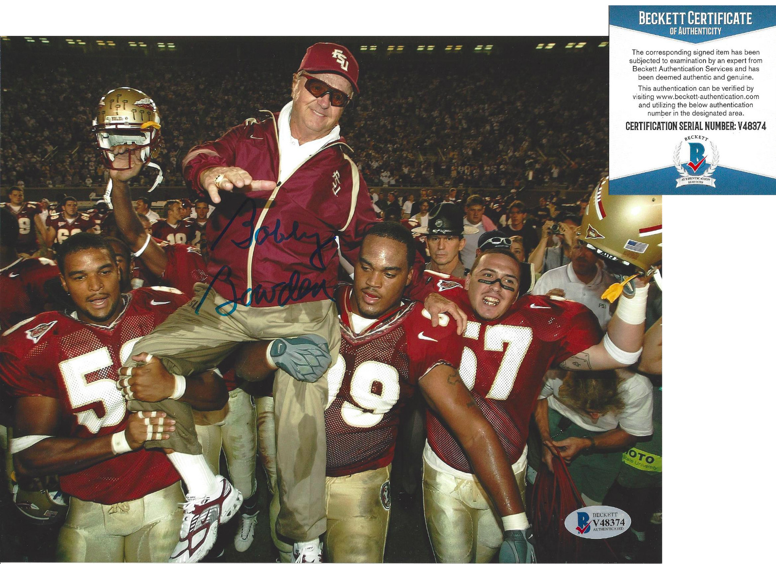 Bobby Bowden Autographed Signed Coach Florida State Seminoles 8X10 Photo G Beckett COA Beckett 