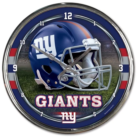 New York Giants 12 Inch CHROME Clock by Wincraft - Perfect for Man Cave,Office Cover