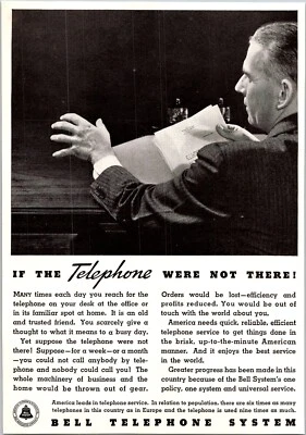 PRINT AD 1935 Bell System If the Telephone Were Not There 6 x 9 - Image 1 of 3