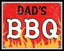 DAD'S BBQ BARBECUE COOKING GRILLING GARDEN PARTY METAL PLAQUE TIN WALL SIGN 2396