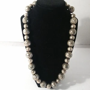 Vintage Sterling Silber Kugel gehämmert Halskette - Bild 1 von 10