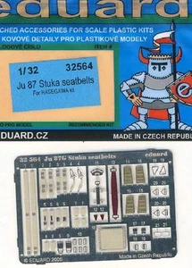 eduard - Seatbelts Sitz-Gurte Junkers Ju-87 Stuka Ätzteile Ätzsatz 1:32 Hasegawa - Picture 1 of 1