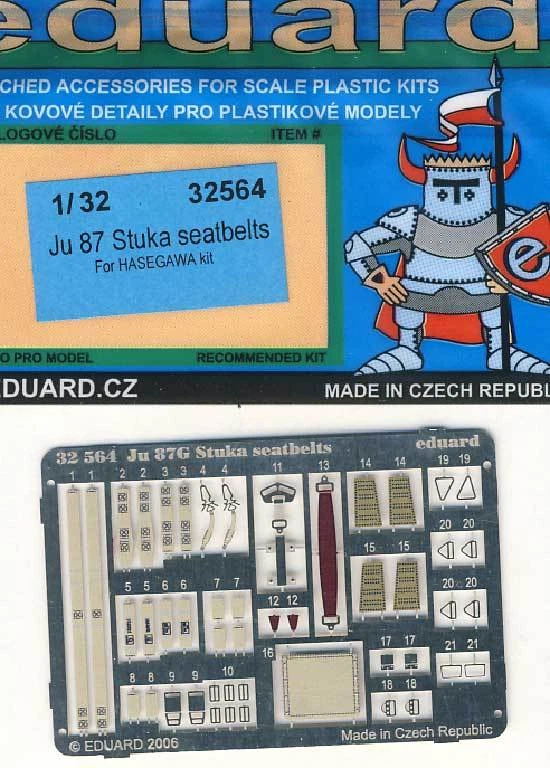 Eduard - Cinture Sedile Junkers Ju-87 Stuka Acquaforte Caustica 1:3 2 Hasegawa - Immagine 1 di 1