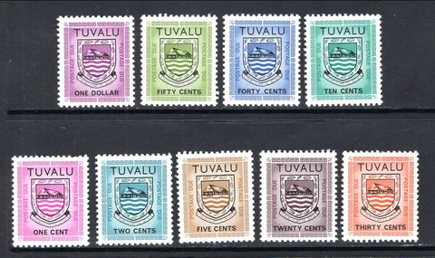 TUVALU Coats of Arms Scott # J1-J9 Mint NH Complete 1981 Postage Due Set Cover