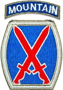 WW2 Vintage 10th DIVISION PATCH US ARMY with MOUNTAIN TAB 2 Parts - Picture 1 of 3