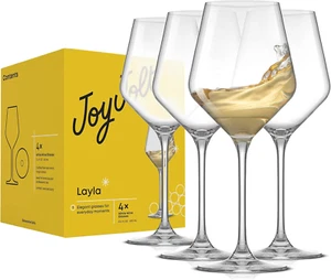 Verres à vin blanc Layla, lot de 4 verres italiens, 13,5 oz transparents - fabriqués en euros - Photo 1/12