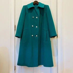 Vintage Bromleigh Womens Pea Coat Green Holiday Coat Size Medium - Picture 1 of 24