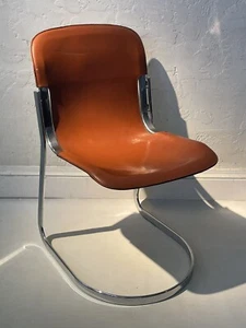 1970’s Cognac Leather Chrome Cantilever Chair by Willy Rizzo for Cidue Italy - Picture 1 of 7