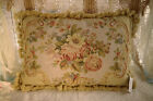 20"Hand Crafted Beautiful French Victorian Roses Floral Needlepoint Pillow Cover