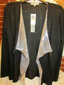 VINTAGE SUZIE Womens Small Top Open Jacket Rhinestones Accent Long Sleeve - Picture 1 of 3