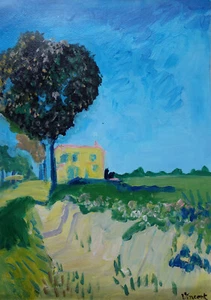 Rare unique painting, Rural landscape, signed Vincent van Gogh - Picture 1 of 9