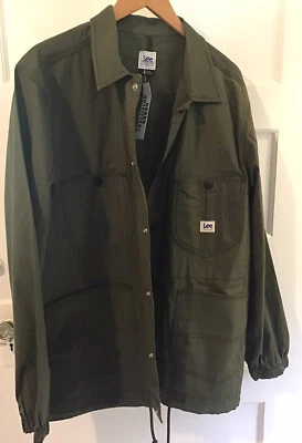 大号 Lee 牛仔裤防撕裂教练夹克军事军队绿色全新复古 RRL 风格 — 第 1/4 张图片