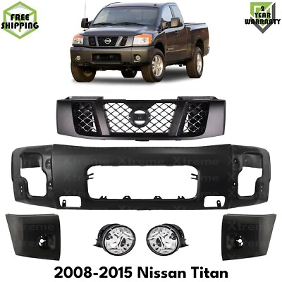 Front Bumper Paintable Steel & Grille Assembly Kit For 2008-2015 Nissan Titan Foto 1 de 4