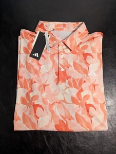 NWT MEN'S ADIDAS FLORAL POLO, SIZE: L, COLOR: CORAL/WHITE (J553) - Picture 1 of 3
