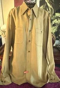 Vintage Cotton Reel Faux Suede Button Up Shirt Size Large - Just Dry Cleaned ! - Picture 1 of 6
