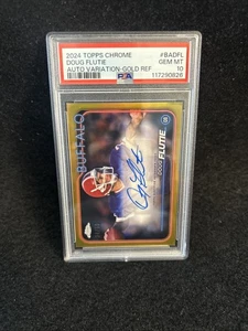 PSA 10 GEM 2024 TOPPS CHROME GOLD AUTO REFRACTOR DOUG FLUTIE /50 POP 1 - Picture 1 of 2