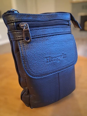 Hengwin Leather Small Crossbody Purse Men Women Passport Wallet +++ Strap Belt - Image 1 of 4