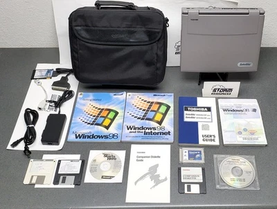 Vintage Toshiba Satellite 4010CDS / 4.0 Laptop w/ Charger, Bag & Accessories - Image 1 of 4