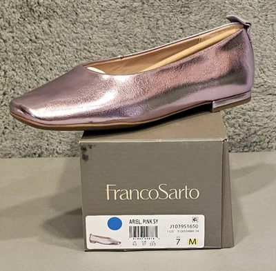 Franco Sarto Ballet Planos Puntera Cuadrada Sin Cordones Ariel Rosa Metálico Mujer 7 Nuevo Foto 1 de 4
