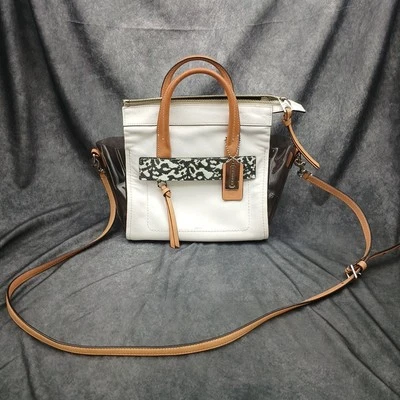 Coach Bleeker Riley Tote Crossbody M1382-30161 White Leather Smokey Clear Side - Image 1 of 4