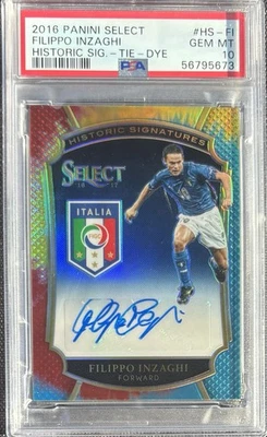 Filippo Inzaghi 2016-17 Panini Select Signatures Tie Dye Prizm /25 PSA 10 Auto - Image 1 of 2