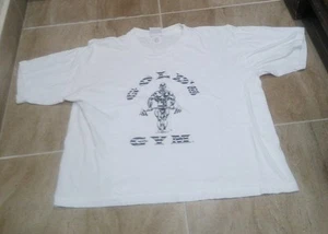 Vintage 80s 90s Men's Gold's Gym Cropped Shirt Workout Logo White Sz OS - Picture 1 of 10