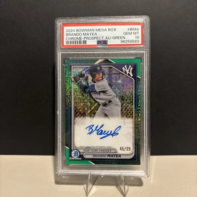 2024 Bowman Chrome Prospect Auto Green Ref Brando Mayea 45/99 PSA POP 6 Yankees - Image 1 of 2