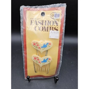 Vintage Goody Fashion Kamm Herz mit blauem Vogel und Blumen 70er Jahre Rarität - Bild 1 von 4