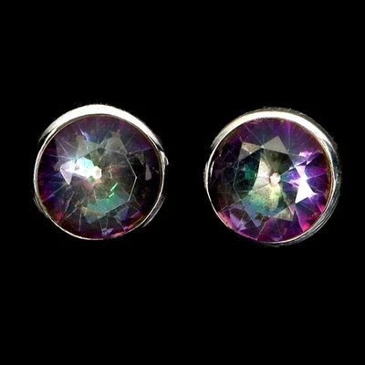 925 Sterling Silver Earrings Round Kingman Turquoise 8mm Gemstone Jewelry - Image 1 of 4