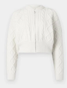 Frame Women’s Cream Merino Wool Cable Cardi Cardigan Cropped - Size Small - BNWT - Picture 1 of 16