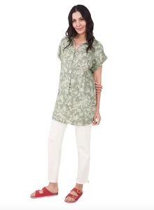 BN White Stuff Billie Linen Tunic ' Green Mlt' - Size UK14 - Picture 1 of 6