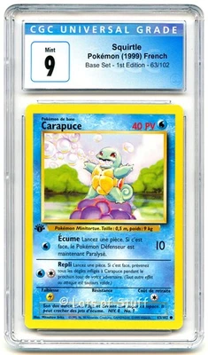 CGC 9 MINT French Squirtle / Carapuce Base 1st Edition 1999 Pokemon 63/102  -02 - Image 1 of 2