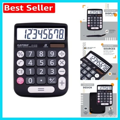 User-Friendly Solar-Powered Calculator with 8-Digit LCD and Responsive Buttons - Image 1 of 4